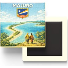 İberk Retro Marshall Adaları Majuro Şehri Temalı Vintage Buzdolap Magneti – 9x9 cm