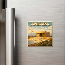 İberk Ankara Şehri - Pop-Art Travel - 9x9 cm Buzdolap Magneti
