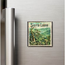 İberk Sierra Leone Sierra Leone - Posta Pulu Temalı Ülke - Baskılı Buzdolap Magneti Kare - 9x9 cm