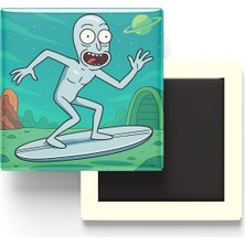 İberk Silver Surfer - 9x9 cm Baskılı Kare Buzdolap Magneti (Rozetli)