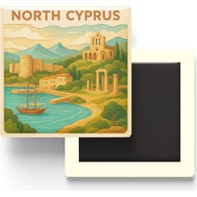 İberk Kuzey Kıbrıs - North Cyprus - Paper Cut Art - Baskılı Buzdolap Magneti Kare - 9x9 cm