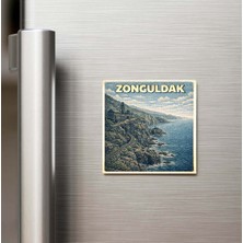 İberk Zonguldak Şehri - Pop-Art Travel - 9x9 cm Buzdolap Magneti