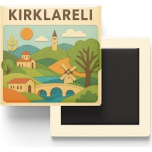 İberk Kırklareli - Memleket Temalı - Paper Cut Art - Baskılı Buzdolap Magneti Kare - 9x9 cm