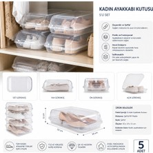 ShopyTime Ayakkabı Saklama Kutusu 5’lu Set Şeffaf Organizer Kadın