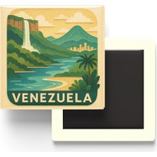 İberk Venezuela - Venezuela - Paper Cut Art - Baskılı Buzdolap Magneti Kare - 9x9 cm