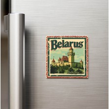 İberk Belarus Belarus - Posta Pulu Temalı Ülke - Baskılı Buzdolap Magneti Kare - 9x9 cm