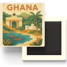 İberk Gana - Ghana - Paper Cut Art - Baskılı Buzdolap Magneti Kare - 9x9 cm