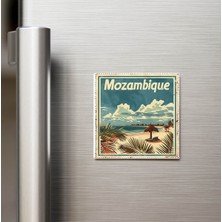 İberk Mozambik Mozambique - Posta Pulu Temalı Ülke - Baskılı Buzdolap Magneti Kare - 9x9 cm