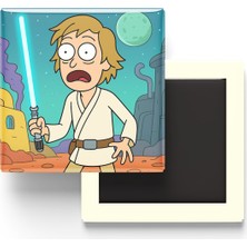 İberk Luke Skywalker - 9x9 cm Baskılı Kare Buzdolap Magneti (Rozetli)