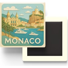 İberk Monako - Monaco - Paper Cut Art - Baskılı Buzdolap Magneti Kare - 9x9 cm