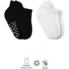 SÜS Mey Ithalat®   2'li Sneakers Kaymaz Basic Penye Çorap 20103 Siyah Ekru