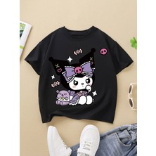 CC Collection Kuromi Baskılı Kız Çocuk T-Shirt