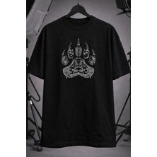 CC Collection Unisex Oversize Siyah Ayı Pençe Baskılı Unisex Street Style Tişört