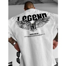 CC Collection Erkek Legend Kartal Sırt Baskı Detaylı Oversize T-Shirt Rahat ve Şık Tasarım
