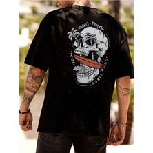 CC Collection Tropical Kafatası Baskılı Erkek Oversize T-Shirt