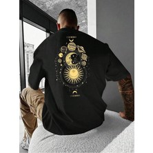 CC Collection Güneş Sistemi Sırt Baskılı Erkek Oversize T-Shirt