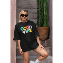 CC Collection Good Vibe Baskılı Kadın Oversize T-Shirt