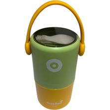 Vagonlife Paslanmaz Çelik Kulplu Taşınabilir 2 Bölmeli Silindir Yemek Kabı - Lunch Box VGN1267B 820ML - Yeşil