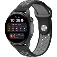 AyrStore Buğz Watch 20MM Spor Delikli Kordon - Siyah-Gri