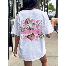 CC Collection Money Sırt Baskılı Oversize Kadın T-Shirt - Rahat ve Şık Tasarım