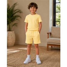 CC Collection Erkek/kız Çocuk Yeşil Şortlu Takım Basic Tshirt Spor Yazlık 3-12 Yaş