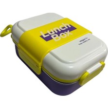 Vagonlife Paslanmaz Çelik Yemek Kabı 2 Katlı Bölmeli 500 ml - Lunch Box  VGN6746 - Mor