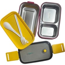 Vagonlife Paslanmaz Çelik 3 Bölmeli Yemek Kabı 2 Katlı - Lunch Box BL50002-2 1400ML - Bordo