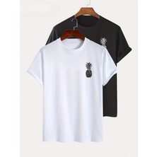 CC Collection Unisex 2'li Ananas Baskılı Oversize T-Shirt Rahat ve Şık Tasarım