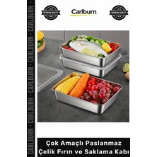 Carlburn #saklamakabı 304 Kalite Sızdırmaz Çok Amaçlı Paslanmaz Çelik Fırın Saklama Kabı 25X20X5 cm - 1 Adet