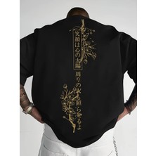 CC Collection Erkek Oversize Japon Kiraz Ağacı Baskılı T-Shirt Rahat ve Şık Tasarım