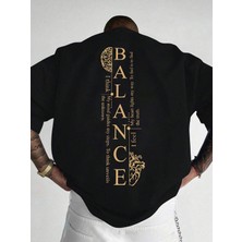 CC Collection Erkek Oversize Balance Baskılı T-Shirt Rahat ve Şık Tasarım