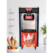 Happyicecream Üç Kollu Soft Dondurma Makinesi 16 Lt HPY-0018B Tekerlekli 2+1