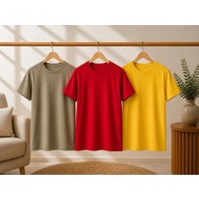 CC Collection 3’lü Çocuk Basic Tişört Seti %100 Pamuk Kısa Kollu Günlük Rahat Unisex Tshirt