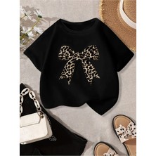 CC Collection Kız Çocuk Kurdele Baskılı Nefes Alan Yazlık T-Shirt