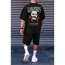 CC Collection Erkek Siyah Şort-Tshirt Takım Gangster Sırt ve Ön Baskılı