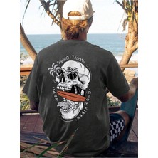 CC Collection Tropical Kafatası Baskılı Erkek Oversize T-Shirt