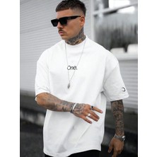 CC Collection Kol Detaylı Baskılı Unisex Oversize T-Shirt