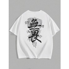 CC Collection Çin Ejderhası Baskılı Erkek Oversize T-Shirt