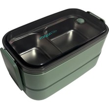 Vagonlife Paslanmaz Çelik 3 Bölmeli Yemek Kabı 2 Katlı - Lunch Box BL50002-2 1400ML - Yeşil