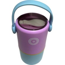 Vagonlife Paslanmaz Çelik Kulplu Taşınabilir 2 Bölmeli Silindir Yemek Kabı - Lunch Box VGN1267B 820ML - Mor