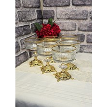 SEÇKİNEV Seçkinev Sare Altın Yaldızlı Döküm Ayaklı 6 Parça 300CC  Magnolya&salata&şekerlik Kasesi