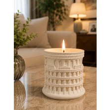 Lusora Design Avrupa Mimari Dekoratif Mum Koleksiyonu Roma, Vanilya Kokulu Mum, 1 Adet, 8x8 cm