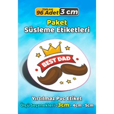 Sb Store Babalar Günü Ambalaj Hediye Paket Süsleme Etiketi Model 40 - 96 Adet 3cm
