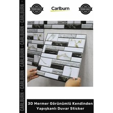 Carlburn Özel Üretim 30X30 Mutfak Banyo Panel Tuğla 3D Mermer Görünümlü Kendinden Yapışkanlı Duvar Sticker