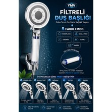 YMV 5 Fonksiyonlu Filtreli Duş Başlığı Kireç ve Klor Önleyici Yüksek Basınçlı Su Tasarruflu Banyo Duşu