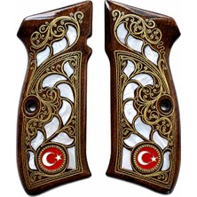 Sözler Savunma Cz 75 A B Serisi Canik 55 Dahil Sedef Işlemeli Ahşap Telkari Kabze