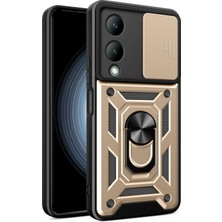SÜS Mey Ithalat®  Vivo Y17S Kılıf Pars Lens Yüzüklü Silikon - Gold
