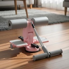 Buffer Mekik Çekme Spor Aleti, 4 Direnç Bantlı, Karın Kol ve Tüm Vücut Egzersizi Için, Pembe Gri, 26X22 Cm, Evde Kullanım