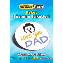 Sb Store Babalar Günü Ambalaj Hediye Paket Süsleme Etiketi Model 88 - 96 Adet 3cm