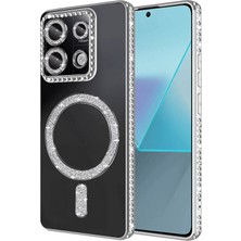 SÜS Mey Ithalat®   Redmi 13C Joke Simli Magneticsafe Kılıf - Gümüş